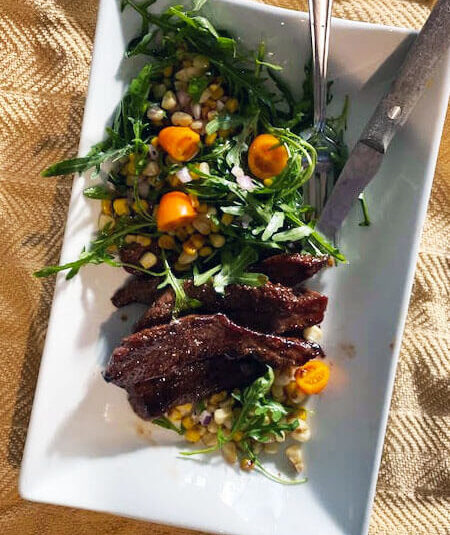 Skirt Steak with Arugula & Corn Salad