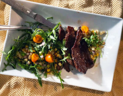 Skirt Steak with Arugula & Corn Salad